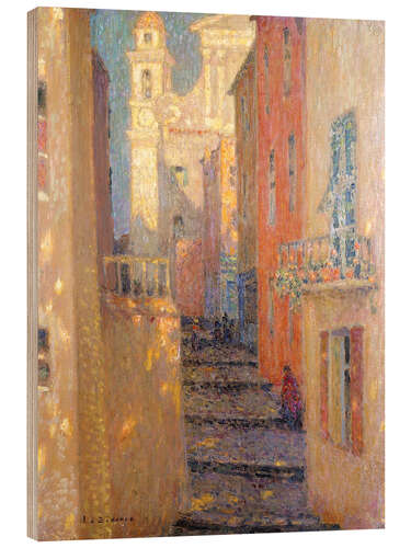Hout print The road to the church
