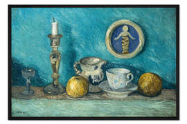 Gerahmter Kunstdruck Stillleben mit Robbia Putto