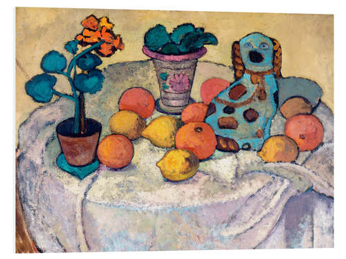 Foam board print Still Life with Oranges and Stoneware Dog