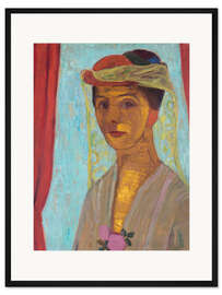 Gerahmter Kunstdruck Selbstporträt mit Hut und Schleier