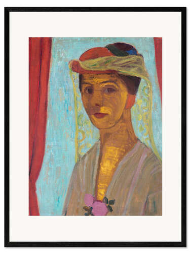 Plakat artystyczny premium w ramie Self-Portrait With Hat and Veil