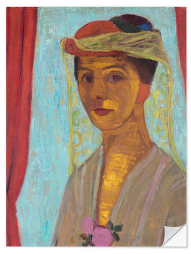 Selvklebende plakat Self-Portrait With Hat and Veil