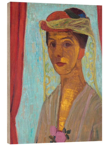 Tableau en bois Autoportrait au chapeau et au voile