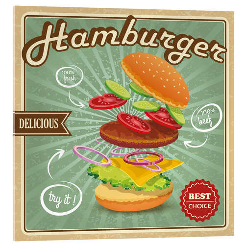 Akrylbilde Delicious Hamburger