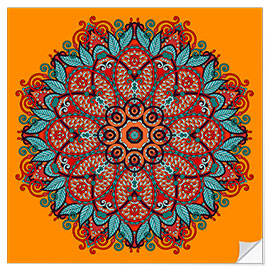 Selvklebende plakat Mandala Orange II