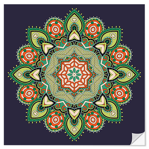 Sticker mural Mandala deep blue