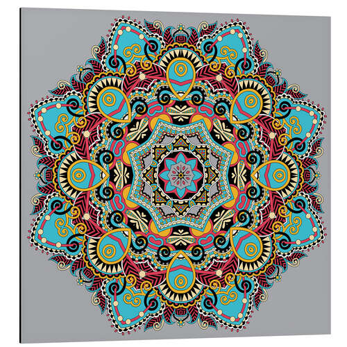 Aluminium print Mandala gray