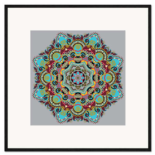 Gerahmter Kunstdruck Mandala grey