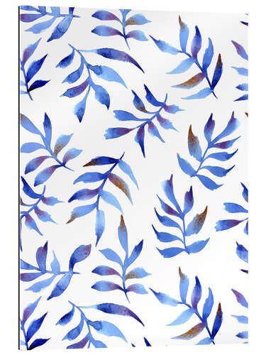 Tableau en plexi-alu Feuilles bleues