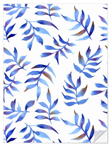 Sticker mural Feuilles bleues