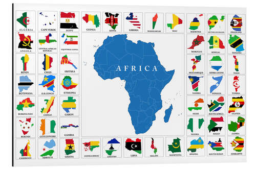 Quadro em alumínio African Countries with Flags