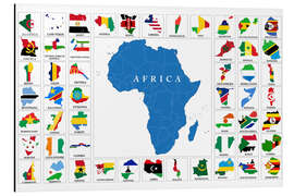 Magnettafel Afrikanische Staaten mit Flaggen (Englisch)