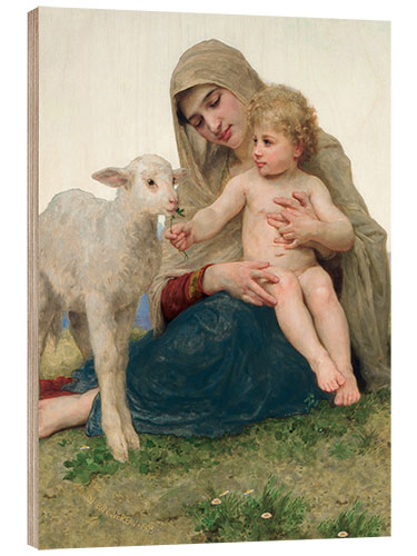 Wood print Virgin with lamb