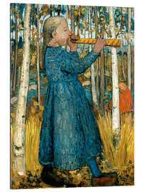 Galleriprint Flute blowing girl in birch forest