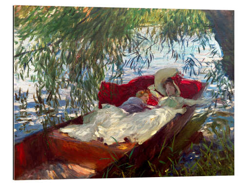 Galleritryk Two women sleep in a barge under the willows