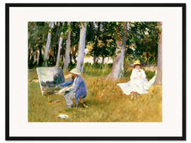 Gerahmter Kunstdruck Claude Monet, am Waldrand malend