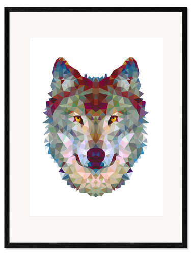 Gerahmter Kunstdruck Polygonwolf