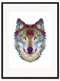 Gerahmter Kunstdruck Polygonwolf