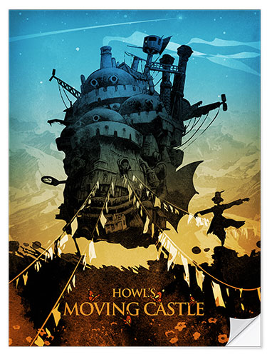 Selvklebende plakat Howl's Moving Castle (Det levende slottet)