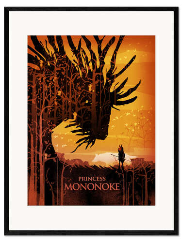 Innrammet kunsttrykk Prinsesse Mononoke