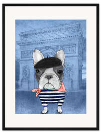 Gerahmter Kunstdruck Frenchie am Arc de Triomphe