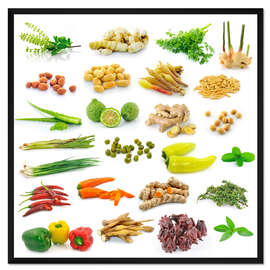 Gerahmter Kunstdruck Gemüse-Kräuter-Sammlung