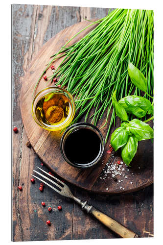 Galleritryck Herbs and spices on wooden board