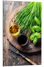 Magnettafel Kräuter und Gewürze auf Holzbrett