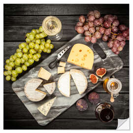 Wall sticker Wine and cheese still life