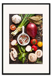 Gerahmter Kunstdruck Zutaten für das Abendessen