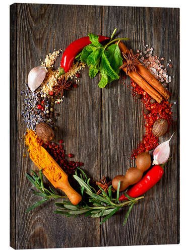 Canvas print Wreath of spices and herbs