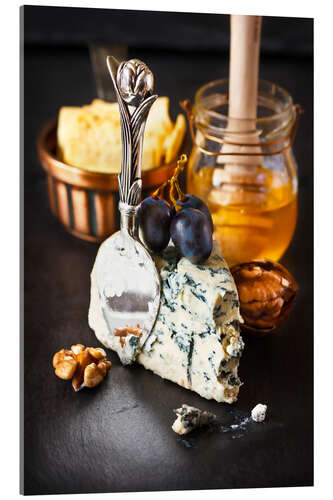 Acrylglas print Delicious blue cheese with honey