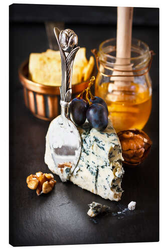 Canvas-taulu Delicious blue cheese with honey