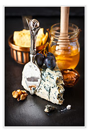 Plakat  Delicious blue cheese with honey