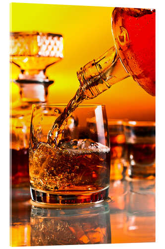 Acrylic print glass with whiskey and ice