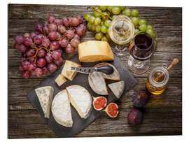 Magnettafel Stillleben mit Wein und Käse