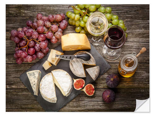 Wall sticker Still life with wine and cheese