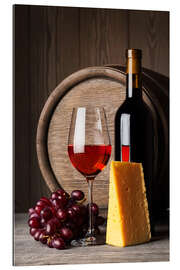 Gallery print Red Wine with Cheese and Grapes