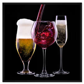 Gerahmter Kunstdruck Getränke – Bier, Wein und Sekt