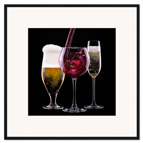 Gerahmter Kunstdruck Getränke – Bier, Wein und Sekt