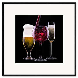 Inramat konsttryck Dryck - öl, vin och champagne