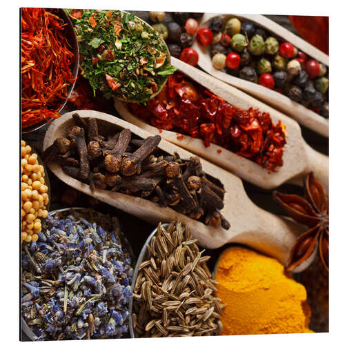 Aluminium print Colorful Spices and Herbs