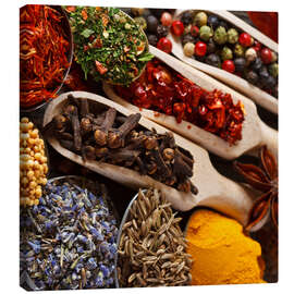 Quadro em tela  Colorful spices and herbs