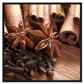 Gerahmter Kunstdruck Zimt auf Holz