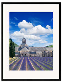 Kunsttryk i ramme Sénanque abbey with lavender field, Provence, France