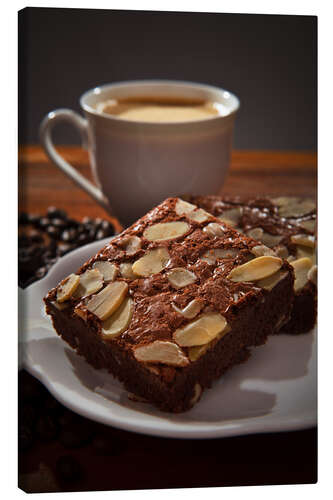Tableau sur toile Brownie et tasse de café