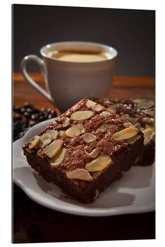 Gallery print brownie and hot coffee