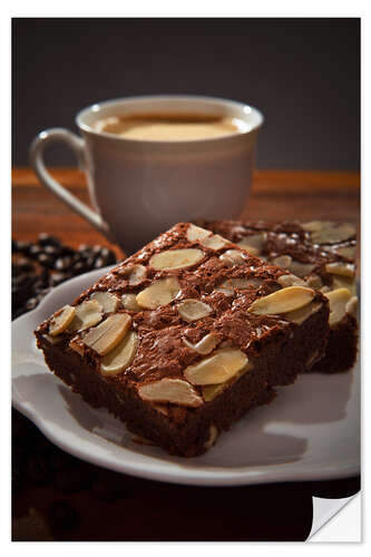 Selvklebende plakat brownie and hot coffee