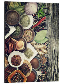 Gallery print Spices And Herbs On Rusty Old Wood