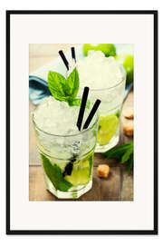 Gerahmter Kunstdruck Mojito-Cocktail mit Zutaten